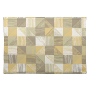 Modern Checks and Lines Butterscotch, Beige, Brown Cloth Placemat