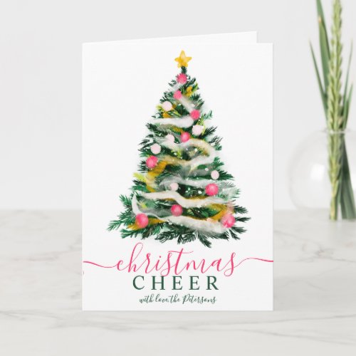 Modern Cheer Christmas tree watercolor 7 photos Card