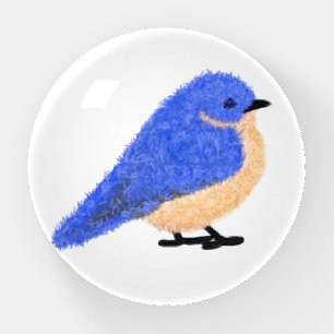Modern cheerful bluebird paperweight