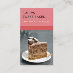 MODERN CHEERFUL BOLD RED PINK BAKERY CHEF PHOTO BUSINESS CARD