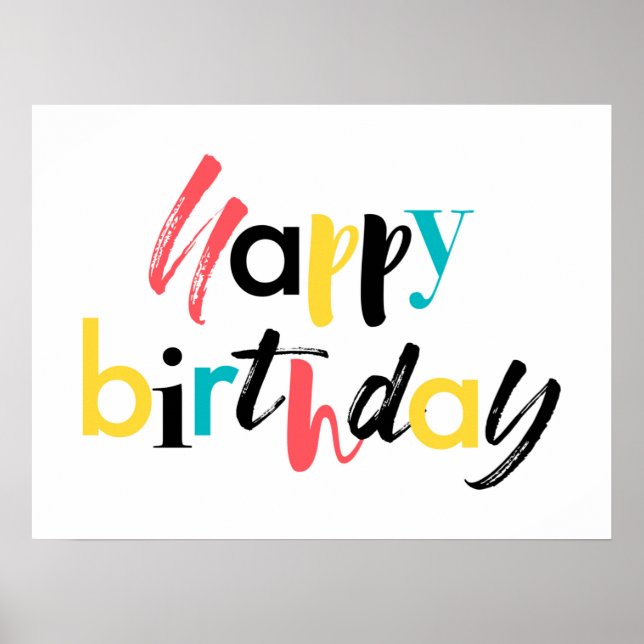 Modern, cheerful design of "Happy Birthday" Poster (Front)