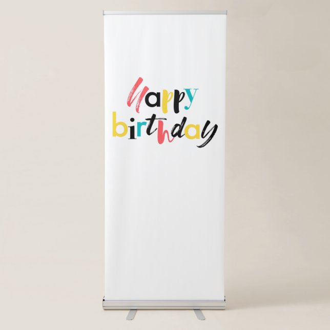 Modern, cheerful design of "Happy Birthday" Retractable Banner (Front)