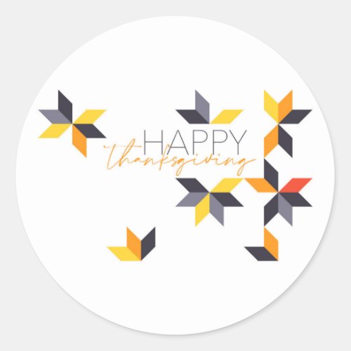Modern cheerful design of Happy Thanksgiving Classic Round Sticker