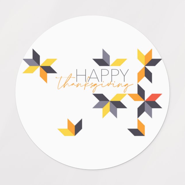 Modern, cheerful design of Happy Thanksgiving Labels (Design 1)
