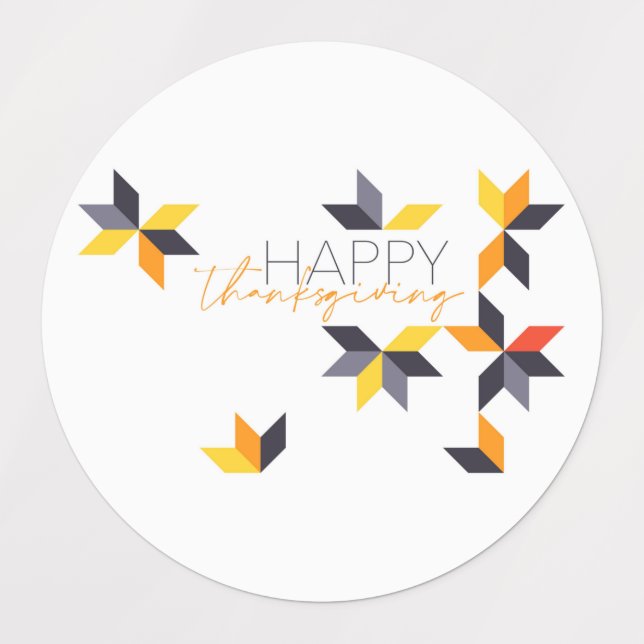Modern, cheerful design of Happy Thanksgiving Labels (Design 1)