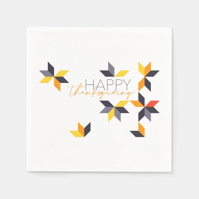 Modern, cheerful design of Happy Thanksgiving Napkins (Front)