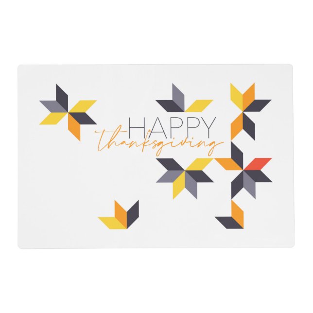 Modern, cheerful design of Happy Thanksgiving Placemat (Front)
