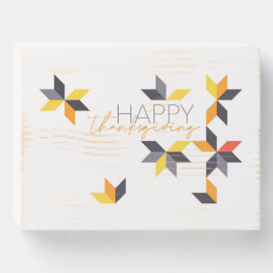 Modern, cheerful design of Happy Thanksgiving Wooden Box Sign