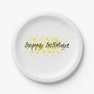 Modern, cheerful, fun graphic "Happy holidays" Paper Plates