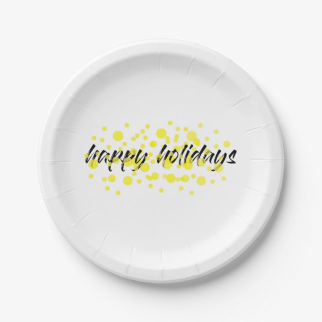 Modern, cheerful, fun graphic "Happy holidays" Paper Plates (Front)