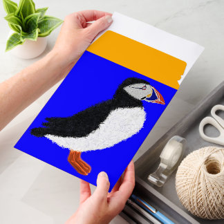 Modern cheerful puffin envelope mailers