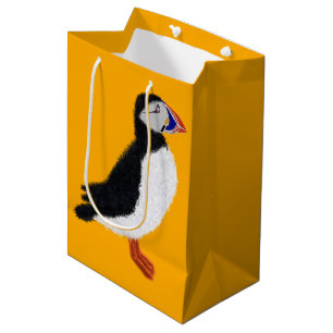 Modern cheerful puffin medium gift bag