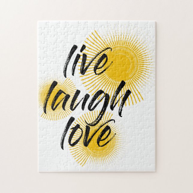 Modern, cheerful, trendy design Live Laugh Love Jigsaw Puzzle (Vertical)