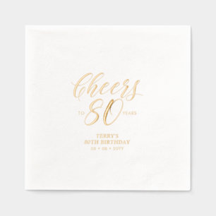 Modern Cheers 80th Birthday Party Foil Napkins