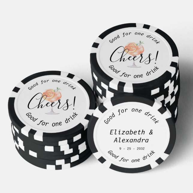 Modern Cheers Aperol Drink Wedding Poker Chips (Stack)