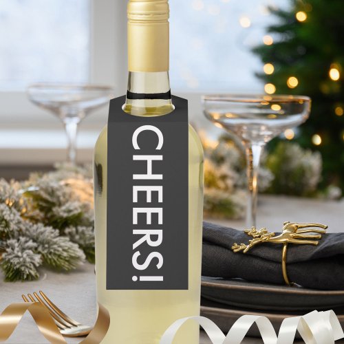 Modern Cheers Bottle Hanger Tag