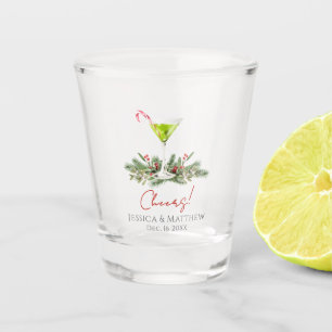 Modern Cheers Candy Cane Cocktail Martini Couples Shot Glass