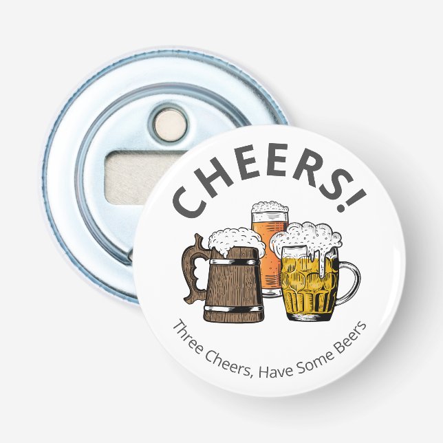 Modern CHEERS Cartoon Beers Customizable Bottle Opener (Front)