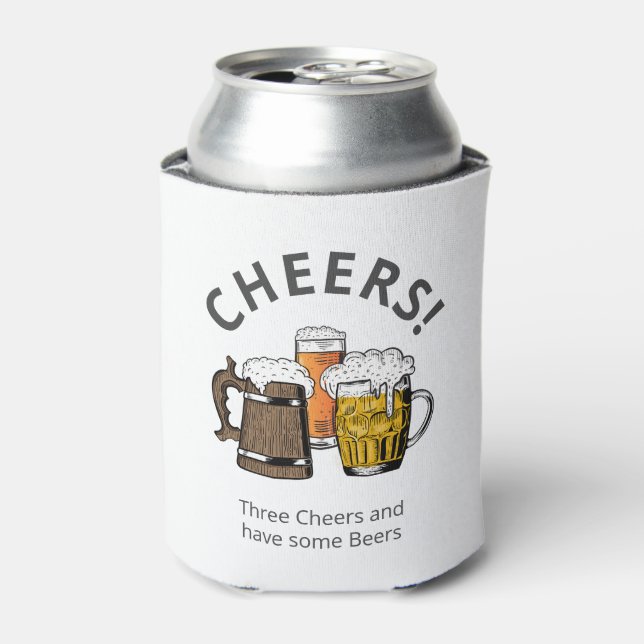 Modern CHEERS Cartoon Beers Customizable Can Cooler (Can Front)