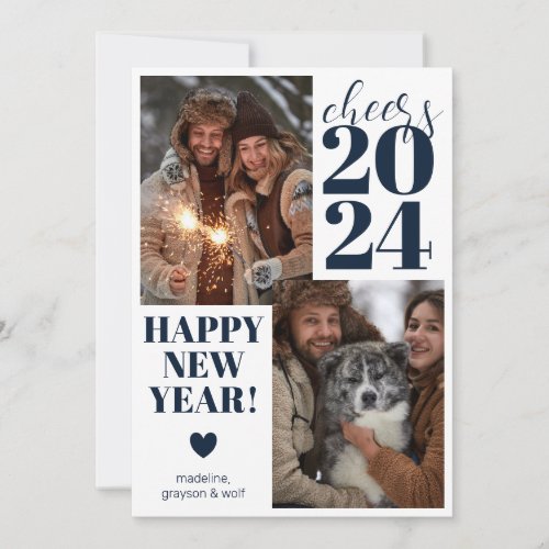 Modern Cheers Happy New Year Photo Holiday Card