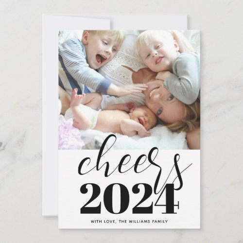 Modern Cheers Happy New Year Photo  Holiday Card
