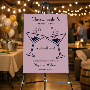 Modern Cheers Laughs Tears Cocktail Retirement Foam Board