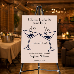 Modern Cheers Laughs Tears Cocktail Retirement Foam Board