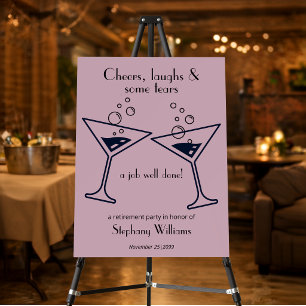 Modern Cheers Laughs Tears Cocktail Retirement Foam Board