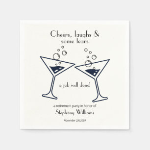 Modern Cheers Laughs Tears Cocktail Retirement Napkins