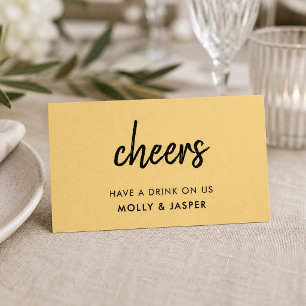 Modern Cheers   Mustard Yellow Drink Voucher Card