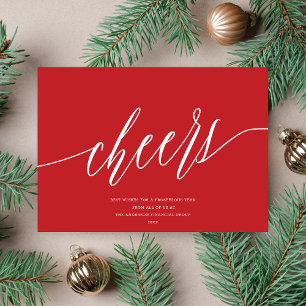 Modern Cheers Non-Photo Business Holiday Card Red