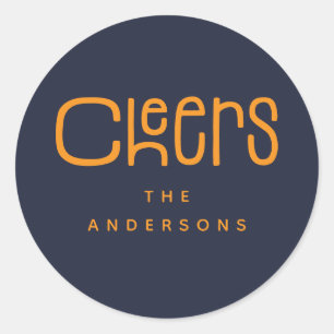 Modern Cheers' Personalized Classic Round Sticker