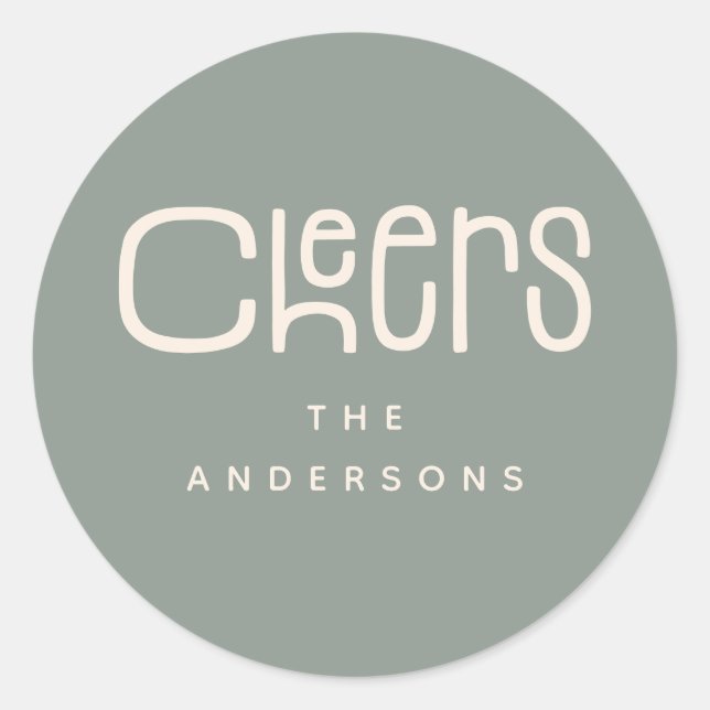 Modern Cheers' Personalized  Classic Round Sticker (Front)
