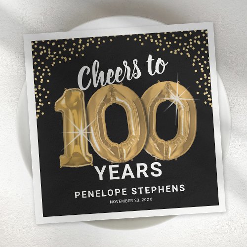Modern Cheers to 100 Years Birthday Napkins