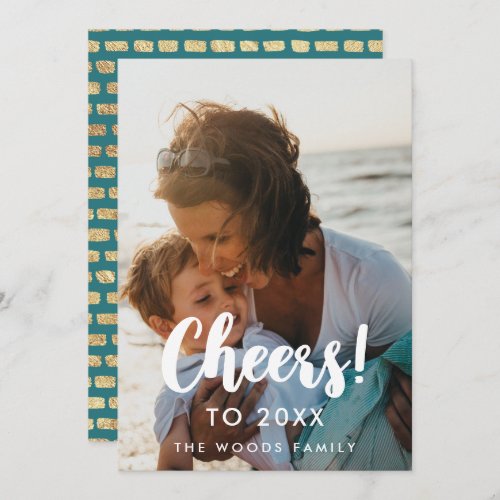 Modern Cheers to 2024 New Years photo Holiday Card