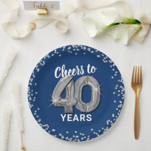 Modern Cheers to 40 Years Birthday Paper Plates