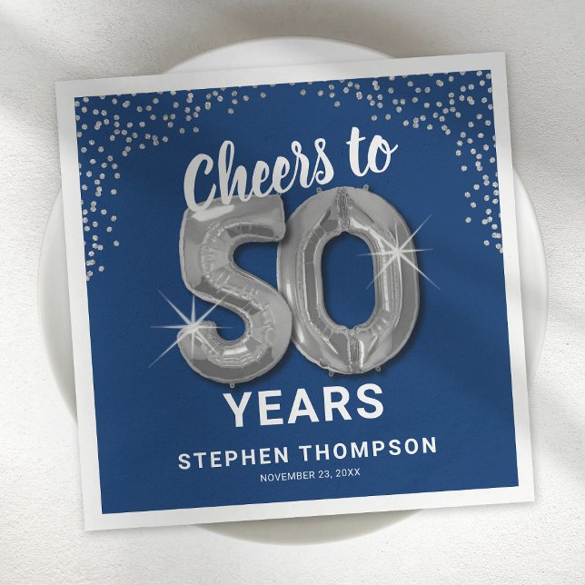 Modern Cheers to 50 Years Birthday Napkins (Creator Uploaded)