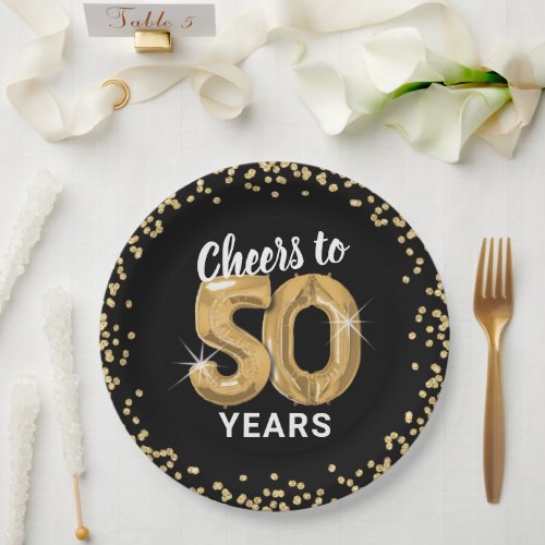 Modern Cheers to 50 Years Birthday Paper Plates