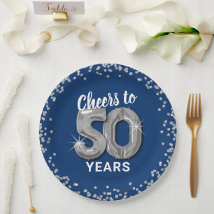 Modern Cheers to 50 Years Birthday Paper Plates