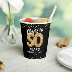 Modern Cheers to 50 Years Birthday Party Paper Cups