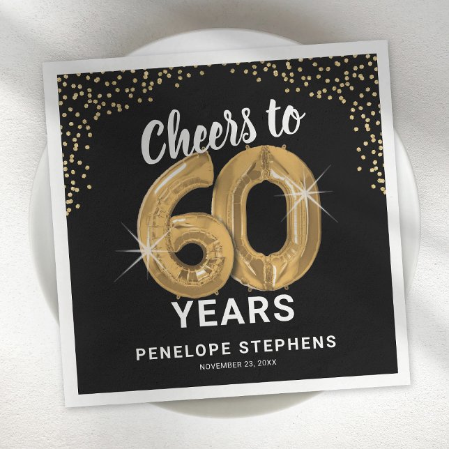 Modern Cheers to 60 Years Adult Birthday Napkins (Creator Uploaded)