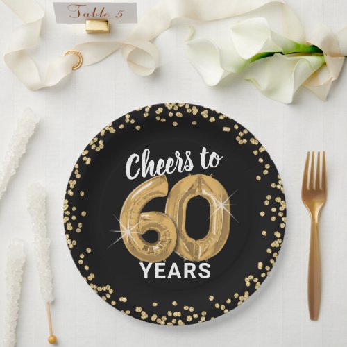 Modern Cheers to 60 Years Birthday Paper Plates