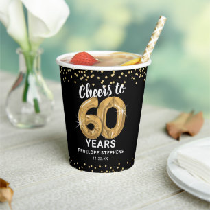 Modern Cheers to 60 Years Birthday Party Paper Cups