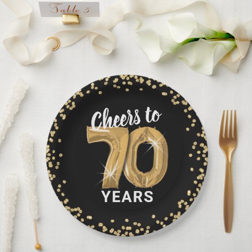 Modern Cheers to 70 Years Birthday Paper Plates