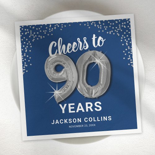 Modern Cheers to 90 Years Adult Birthday Napkins