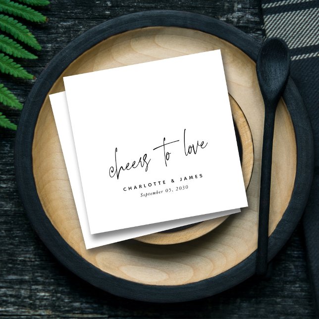 Modern Cheers to Love Elegant Personalized Wedding Napkins (Modern Cheers to Love Elegant Personalized Wedding Napkins)