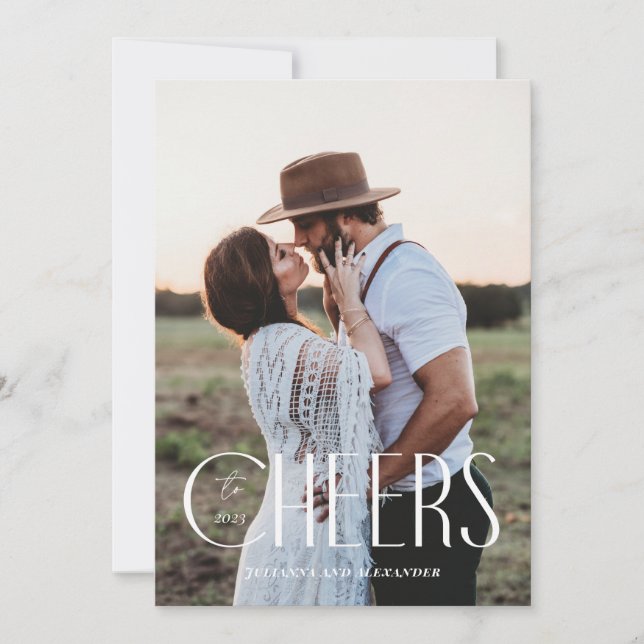 Modern Cheers to New Year Holiday Card (Front)