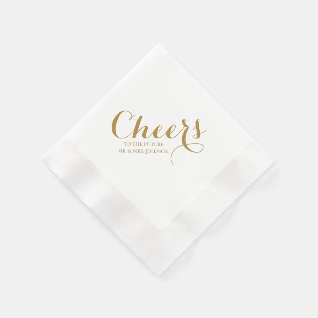 Modern cheers to the future mr & mrs wedding napkins (Corner)