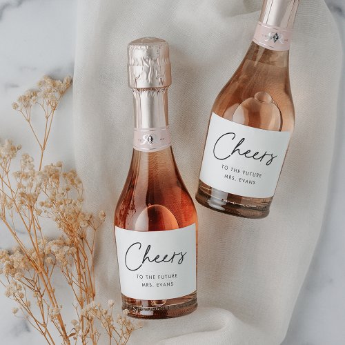 Modern Cheers to the Future Mrs Bridal Shower Sparkling Wine Label