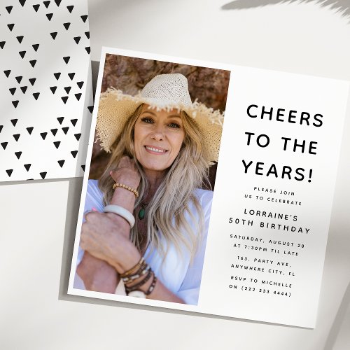 Modern Cheers to the Years Photo Birthday Party Invitation